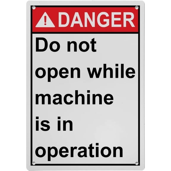 Industrial ANSI Vertical Machine Safety Sign - 8"x12" Weatherproof UV Resistant (Do not open while machine is in operation) for Indoor/Outdoor Workplace