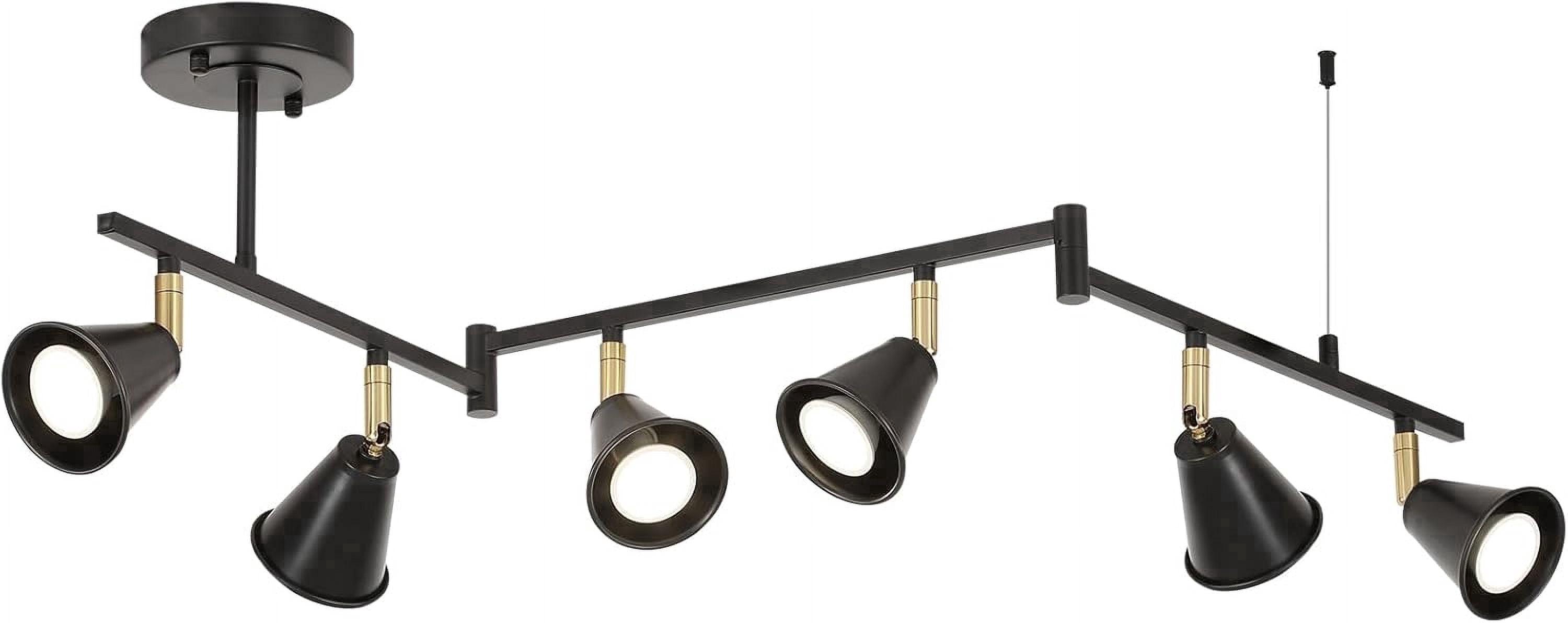 KEESFU 46 in 6-Light Black Flexible Track Lighting Fixture, Adjustable Ceiling Spotlight with Rotatable Heads and Foldable Arms, Modern Hardwired Light for Kitchen Living Room Office (Bulbs Not Inclu