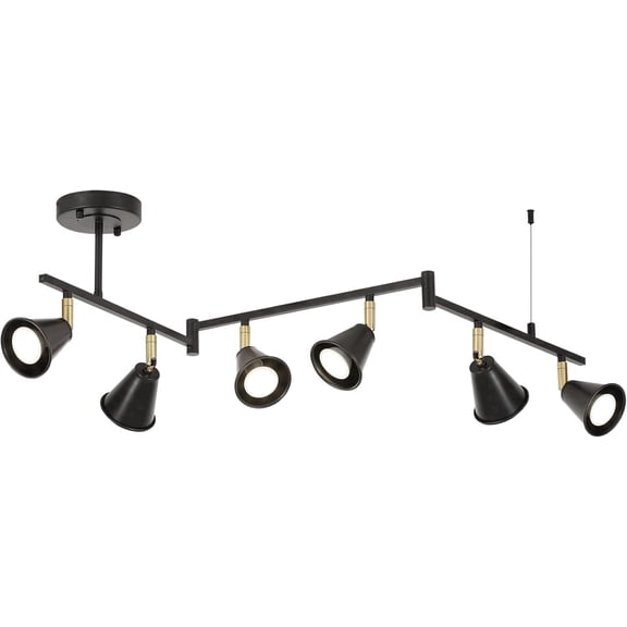 KEESFU 46 in 6-Light Black Flexible Track Lighting Fixture, Adjustable Ceiling Spotlight with Rotatable Heads and Foldable Arms, Modern Hardwired Light for Kitchen Living Room Office (Bulbs Not Inclu