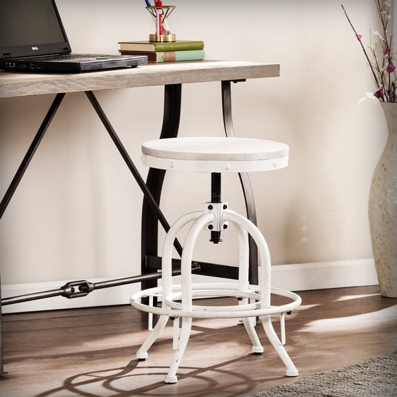 Industrial Adjustable Height White Stool / Great for Kitchen Areas