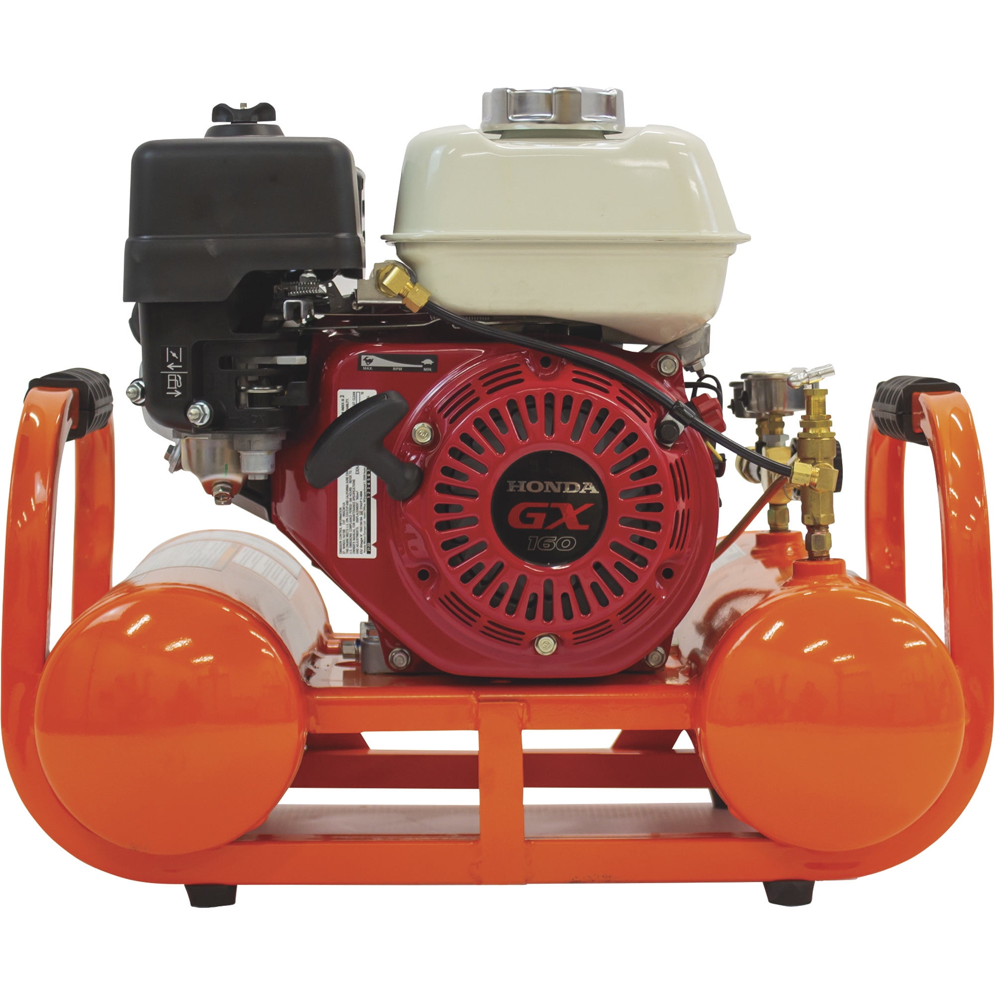 Industrial Air Contractor Gas-Powered Pontoon Air Compressor, 4.6 HP, Honda GX160 OHV Engine, Twin 2-Gallon Tanks, 155 Max. PSI, Model# CTA5590412.SAN