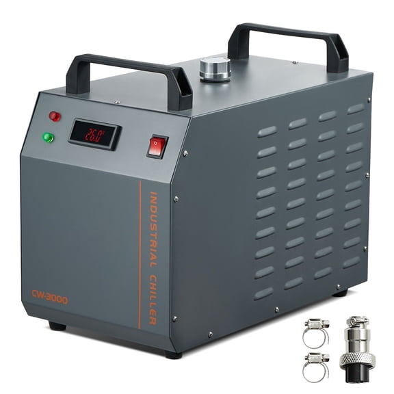Industrial Air-Cooled Water Chiller System, 80W CW-3000 Model with 12L Tank, for Laser Engraving&CNC Machine Cooling, 12L/min Max Flow