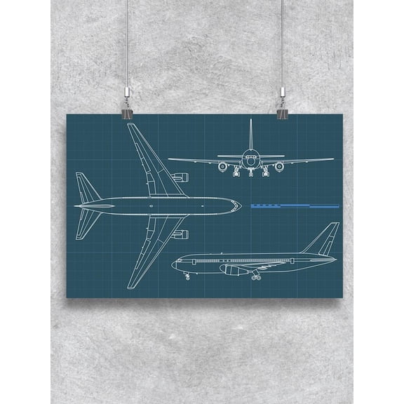 Industrial Airplane Blueprints Poster -Image by Shutterstock