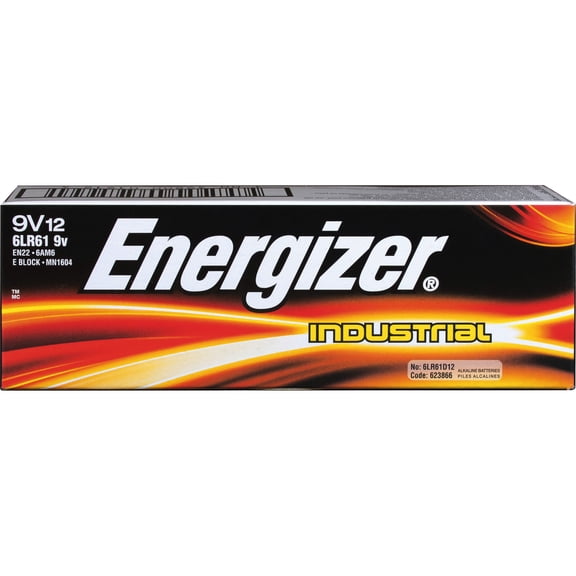 Industrial Alkaline 9V Batteries, 12 pack