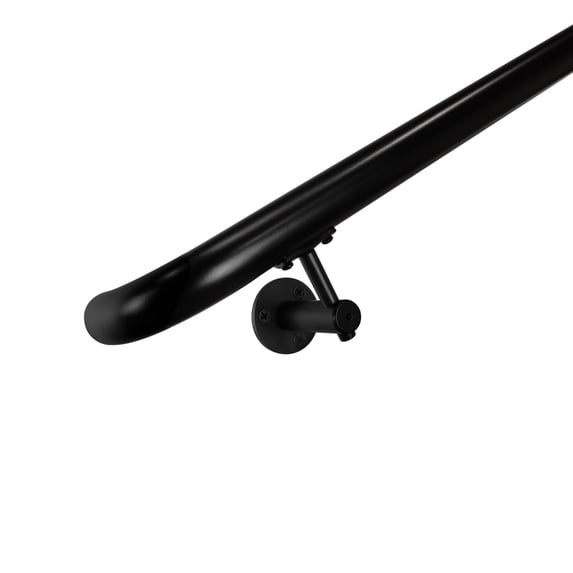 Industrial Aluminum 1.5 Inch Round Ada Complete Indoor/outdoor Straight Handrail Grab Bar Kit, Returns To Wall, 1.5 Foot Handrail