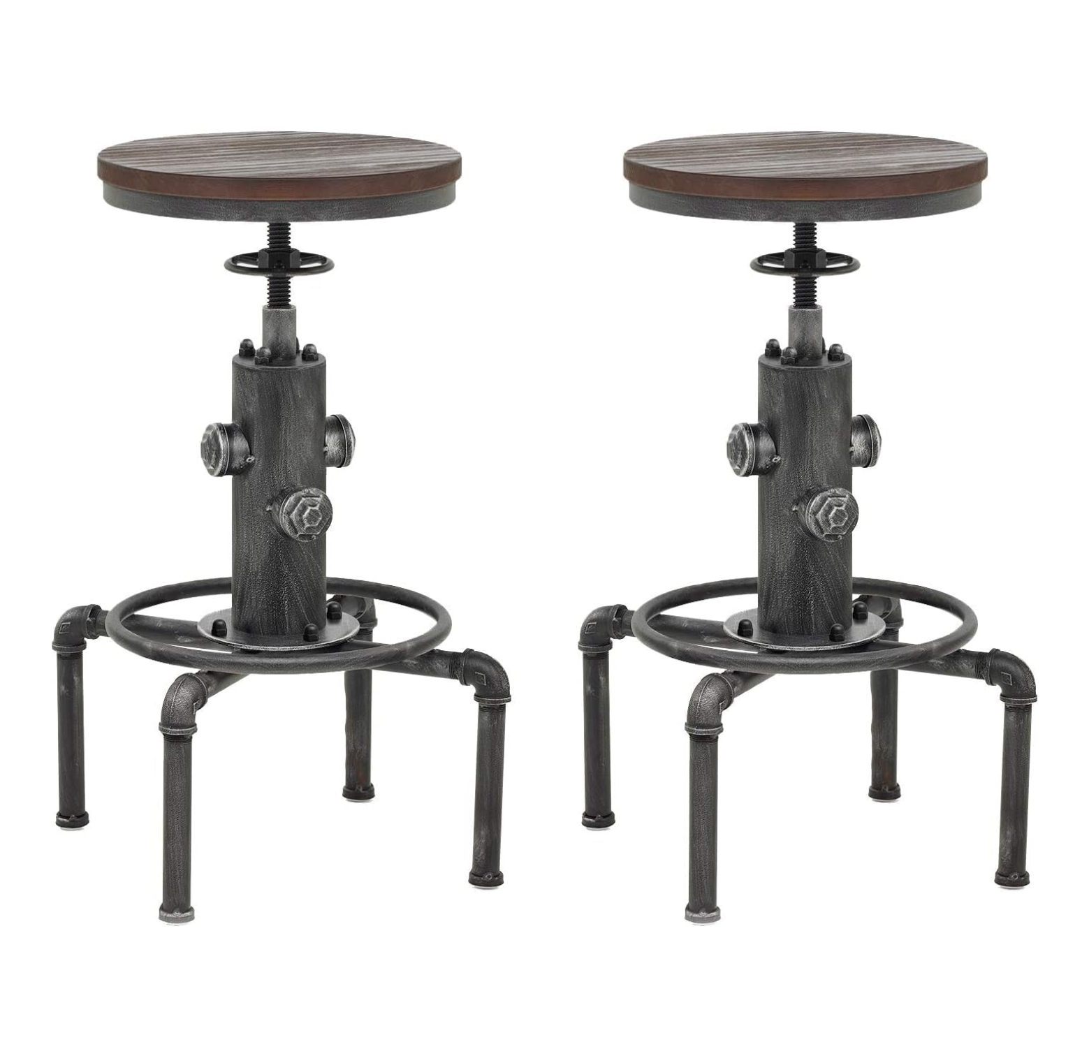 Industrial Bar Stools Set of 2 Vintage Counter Stool for Kitchen Island