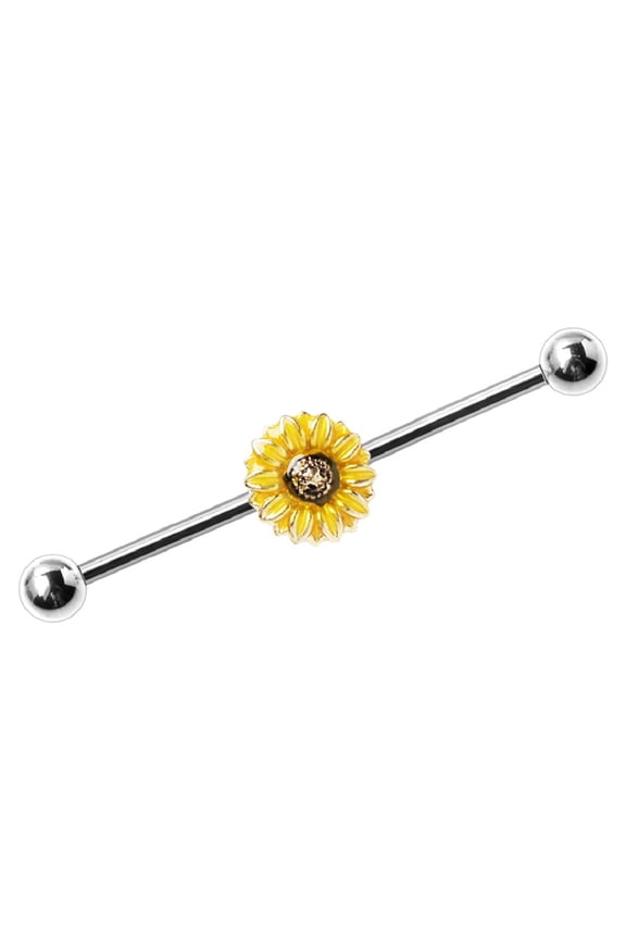 Industrial Barbell 316L Surgical Steel Bar Sunflower 1 1/2