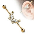 thumbnail image 1 of Industrial Barbell Butterfly 316L Surgical Steel 1 1/2 14g Bar Rose Goldtone, 1 of 1