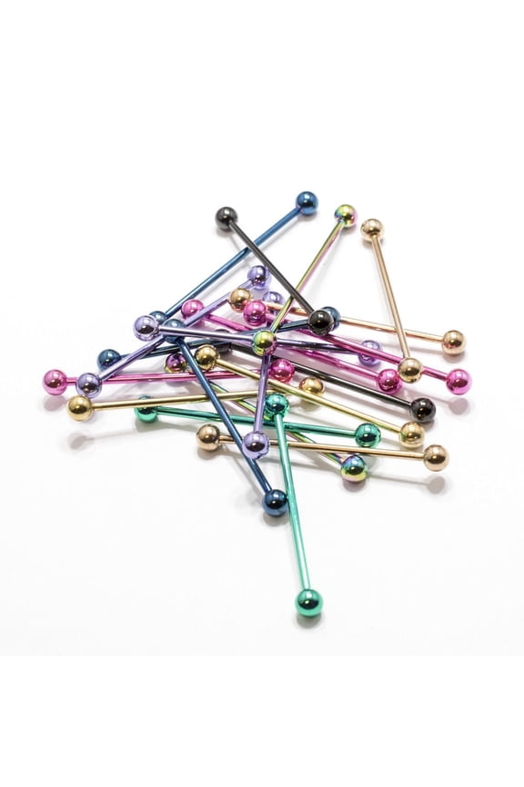 Industrial Barbell Ear Piercing 10 Pieces Anodized Titanium 16G Cartilage