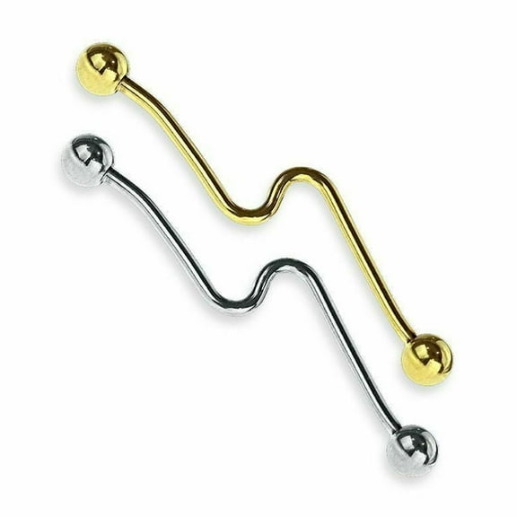 Industrial Barbell Surgical Steel Waved for scaffold piercings - Sold Each