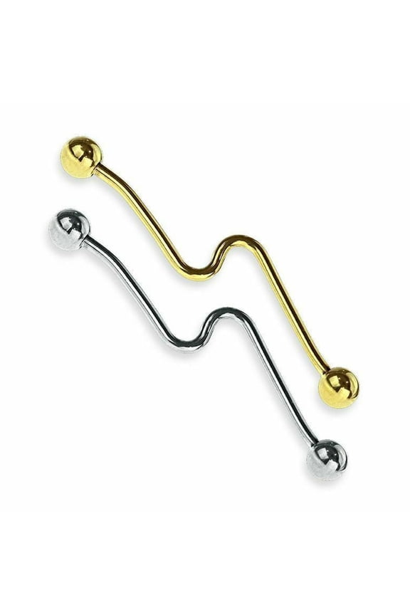 Industrial Barbell Surgical Steel Waved for scaffold piercings - Sold Each