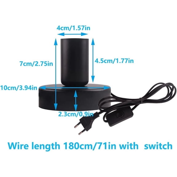 Industrial Base,Small Polished Metal Desktop Light Sockets Base Only,Vintage E26/E27 Edison Screw Light Bulb Holder Base,with 6ft Cord Switch Plug Bulb Base HolderBlack