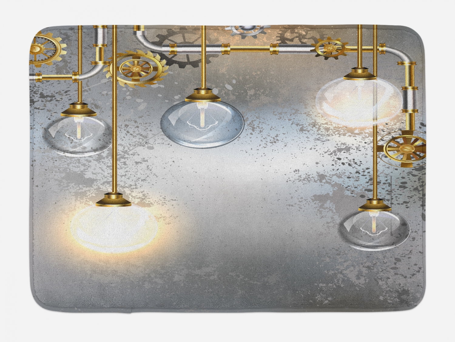 Industrial Steampunk Round Non-Slip Polyester Bath Mat