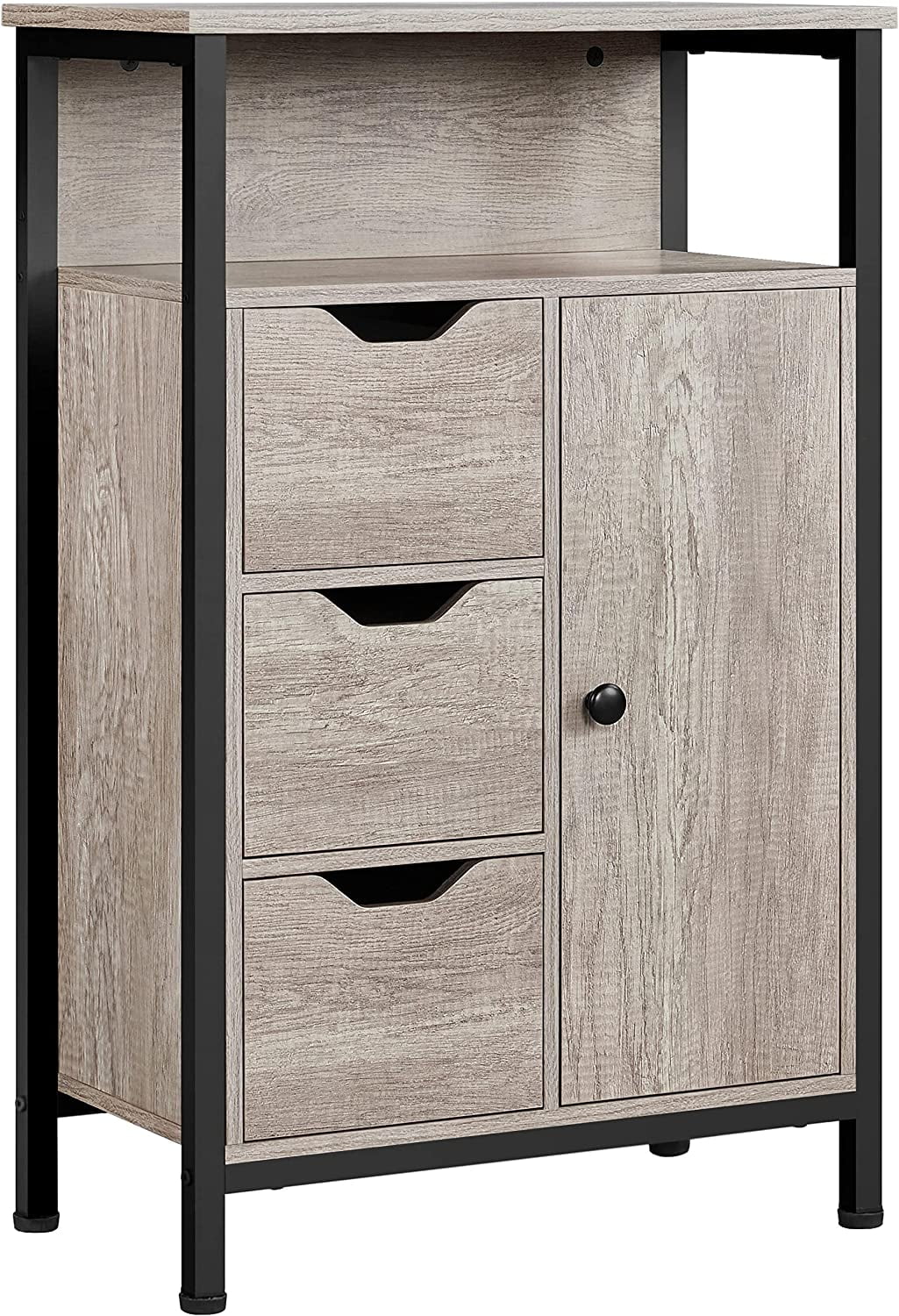 Gray Industrial MDF and Iron Cabinet with Adjustable Shelving