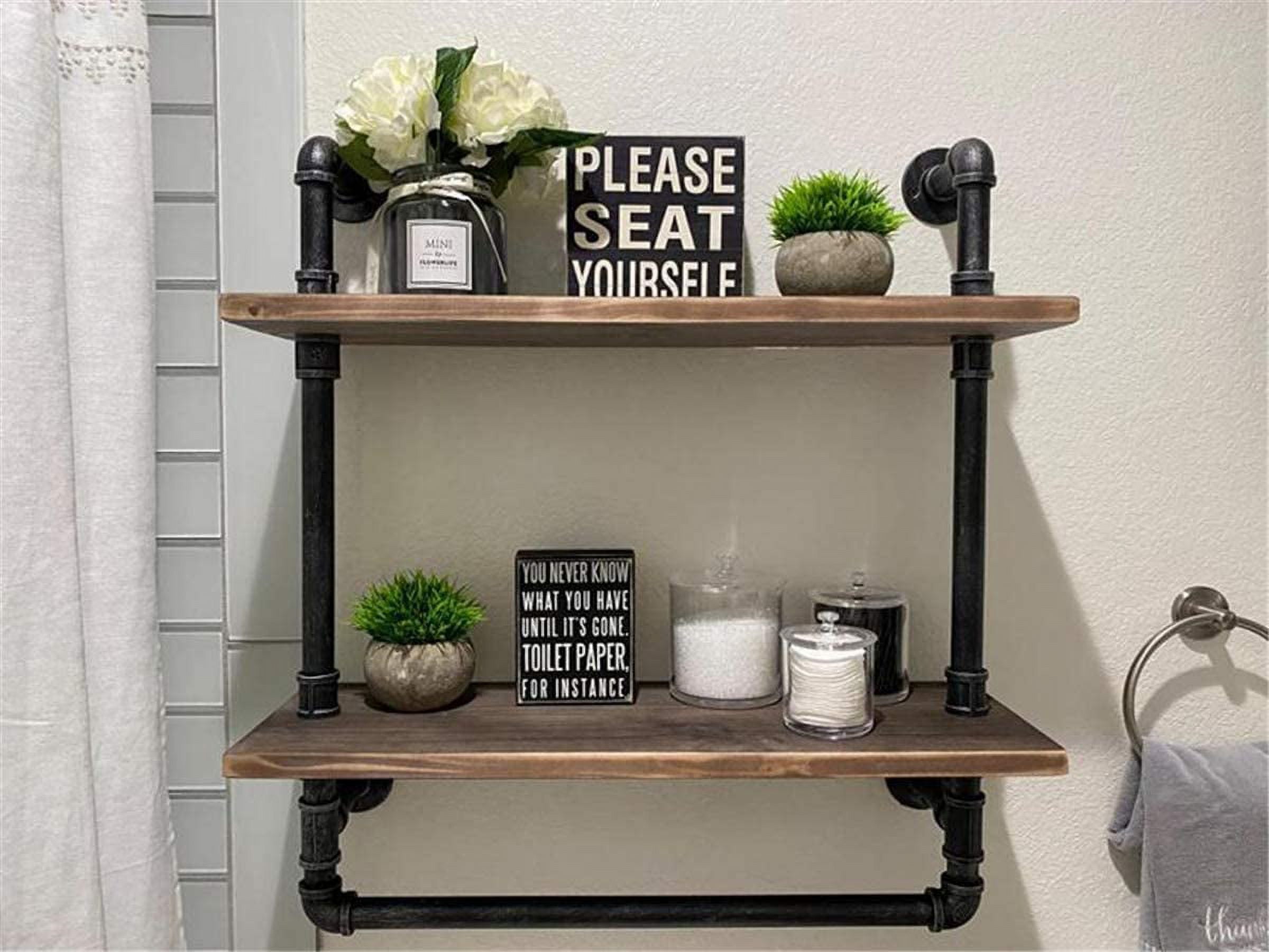 Industrial Bathroom Shelves Wall Mounted 2 Tiered,24in Pipe Shelving ...