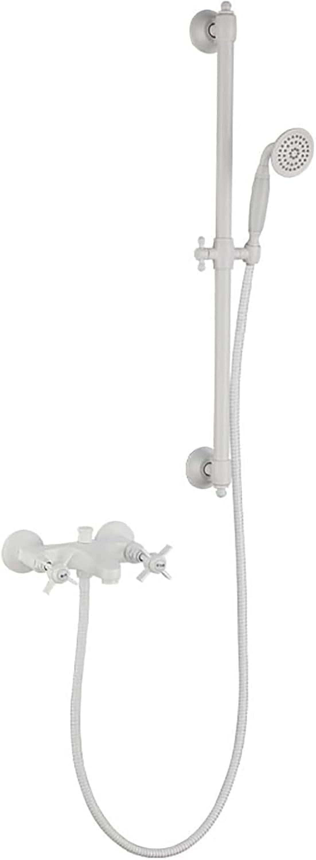 Industrial Bathtub Faucet with Handheld Shower Tub Filler Faucet Wall Mount Brass Tub Faucet 2 Handles 2 Holes Tub Mixer Tap with Liftable Shower Rod, Shower Hose,Chrome