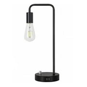 Industrial Bedside Table Lamp with 2 USB Charging Ports, Black