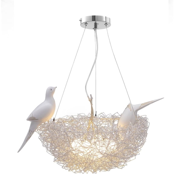 Industrial Bird's Nest Chandelier - LED Hanging Pendant Lamp with Adjustable Height, Creative Art Light for Living Room, Bedroom, Cafe & Dining Room(1Pcs, B)
