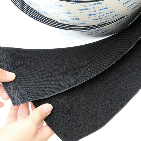 Industrial Black Adhesive Hook & Loop Tape - 110mm x 1M Heavy Duty, Heat/Waterproof for Automotive & DIY Projects