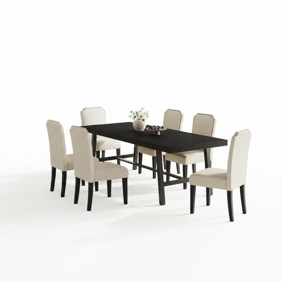 Industrial Black Dining Table for 8-10 – 86.6" Extra Large Rectangular Kitchen Table, Heavy Duty Metal Frame, Wood Look Top, Dining Room, Conference, Black - 2.2 meters