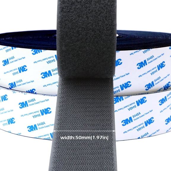 Industrial Black Heavy Duty Hook and Loop - 1M Length Weatherproof for Garage & Crafts