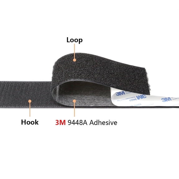 Industrial Black Heavy Duty Hook and Loop - 2 Inch Wide No-Residue Removal for Garage & Home