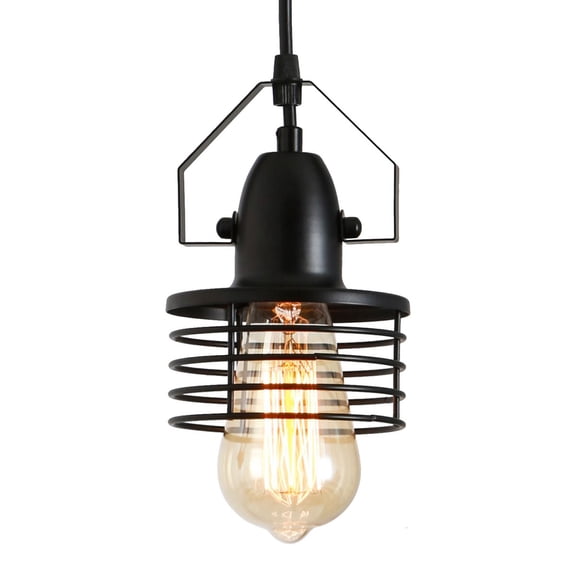 Industrial Black Pendant Light Metal Cage Pendant Lights Dining Room Hanging Lighting For Kitchen Island Living Room Bedroom Entryy Barn Farmhouse,Spring Shade,E26 Bulb(1 Light)