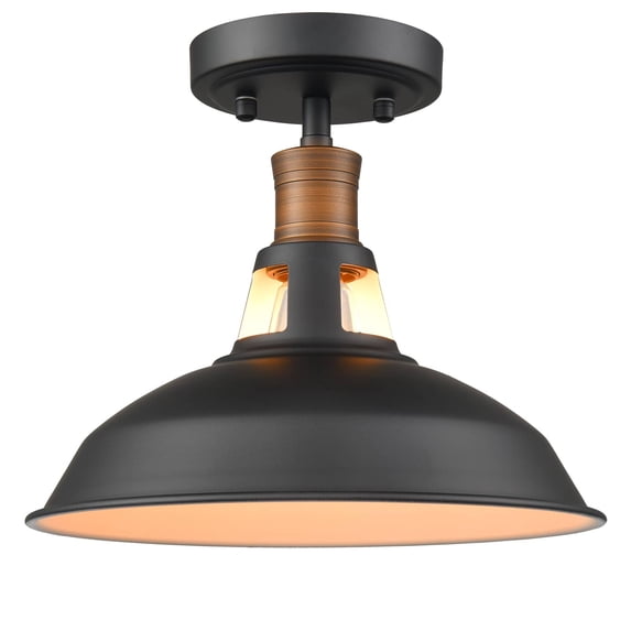 Industrial Black Semi Flush Mount Light Barn Style Ceiling Light Fixture