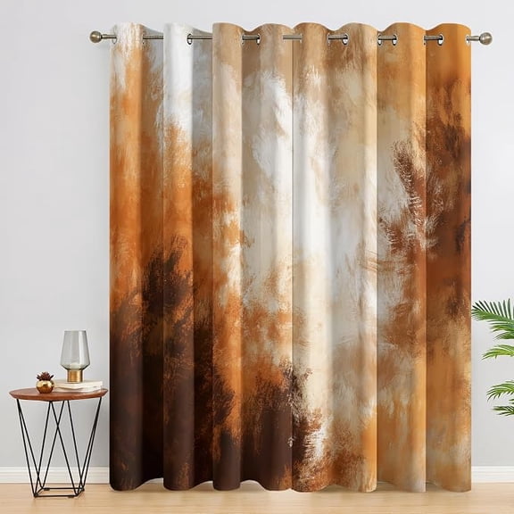 Industrial Blackout Curtains, Abstract Rusty Orange Brown Curtains for Bedroom Living Room Kitchen Window, Industrial Home Decor Drapes 26"W x 54"L (Pack of 2)