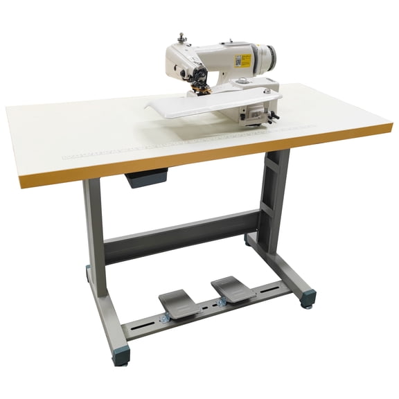 Industrial Blindstitch Hem Chain Stitch Sewing Machine with Frame Worktable Portable 110V