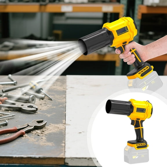 Industrial Blower Lithium Battery Powered | Portable Wireless Soot Dust Leaf Collector | Powerful Airflow Handheld Motorized Tool | Ergonomic Grip | 24x23x9cm | Black Yellow | 1 Pc