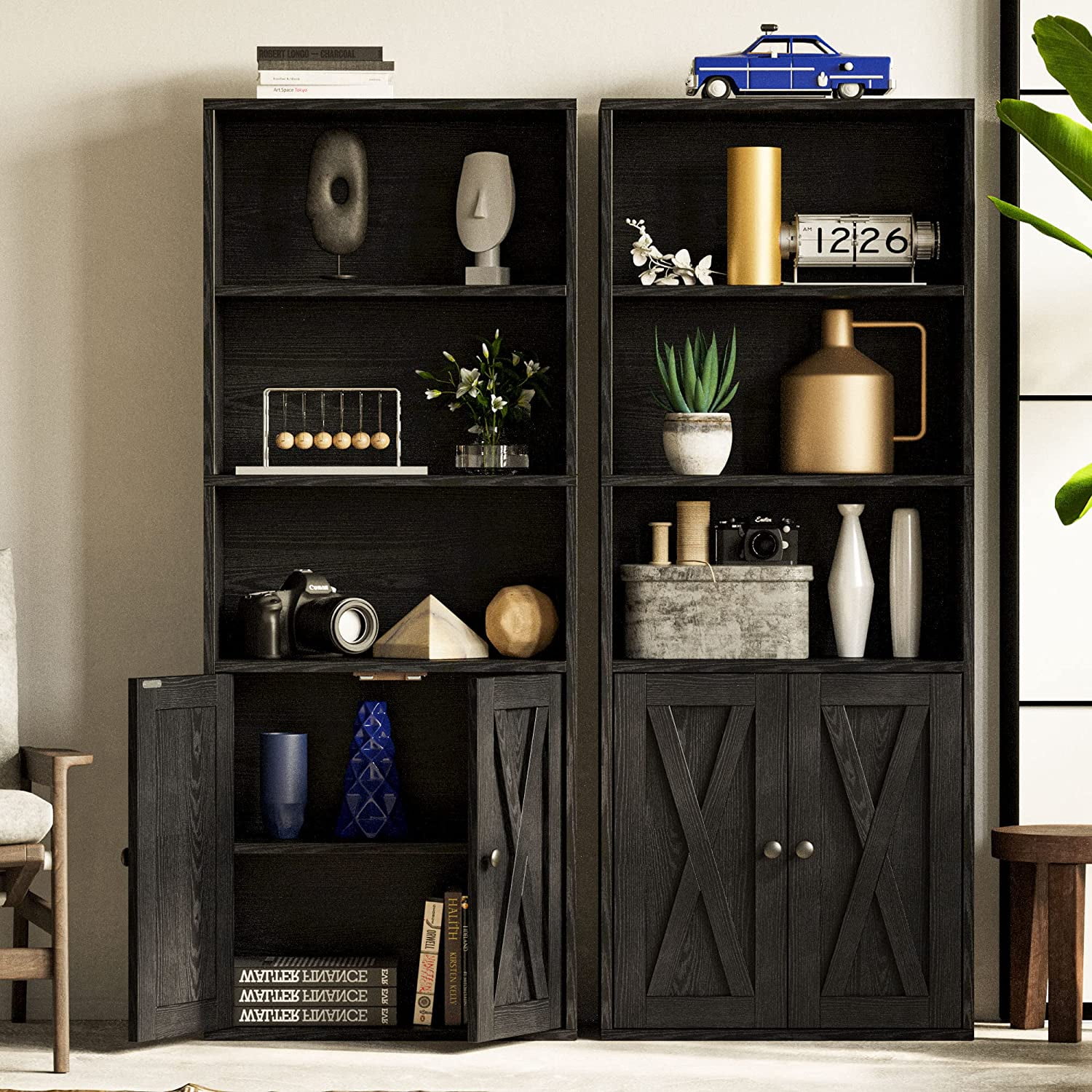 Industrial Bookshelves and Bookcases with Doors 11.8 in Depth Floor ...