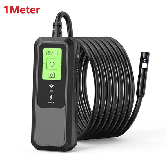 Industrial Borescope 5MP Dual Lens 8mm WiFi Camera with 1M Semi-Rigid Cable, IP67 Waterproof Inspection Scope for Pipe Sewer Auto Repair, 850mAh Type-C Charging