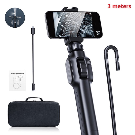 Industrial Borescope with 8mm Dual Lens and 360 Degree Rotation, 2MP HD Camera for Type-C for ANDROID Phones, IP67 Waterproof Inspection Scope with Temperature Monitoring for Pipeline Auto