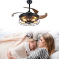 thumbnail image 1 of Industrial Caged Ceiling Lamp And Retractable Fan, 1 of 7