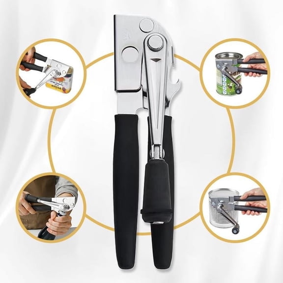 Industrial Can Opener,Hand Crank Can Opening Tool, Foldable Large Lid Remover,Dependable Manual Kitchen Utensil, Cooking Aid Product Used in Restaurants or Homes