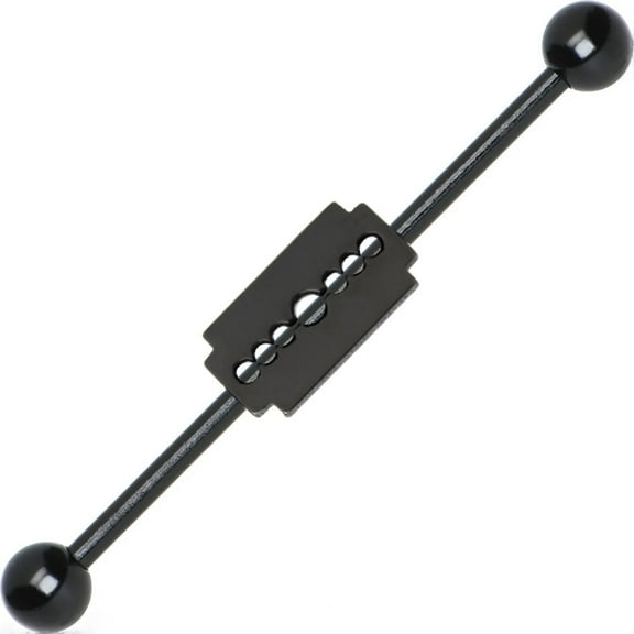 Industrial Cartilage Piercing 14G Barbell with Razor Blade Charm