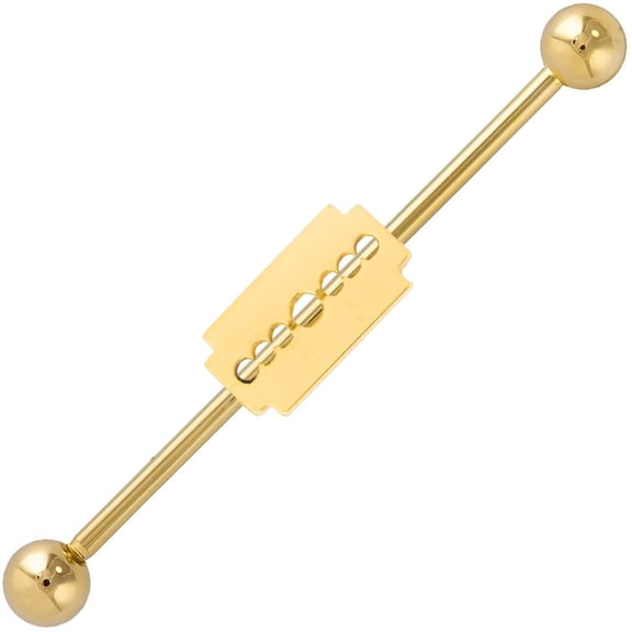 Industrial Cartilage Piercing 14G Barbell with Razor Blade Charm