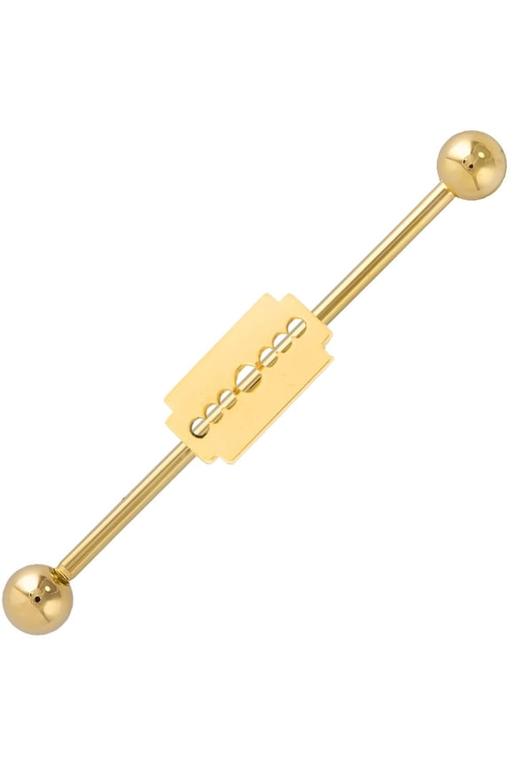 Industrial Cartilage Piercing 14G Barbell with Razor Blade Charm