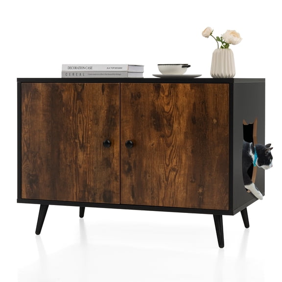 Industrial Cat Litter Box Enclosure Hidden Washroom Cat House End Table Cabinet