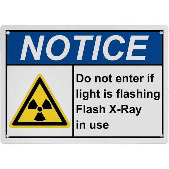 Industrial Caution Sign Do Not Enter Sign (Do not enter if light is flashing Flash X-Ray in use) 8 in" x 12 in" UV Resistant Indoor Outdoor Workplace Industrial Caution Danger Warning SIgn