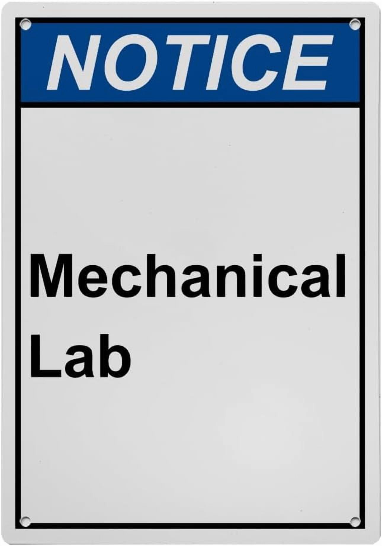 Lab Caution Sign Machine Shop Industrial Caution Sign Information Sign (Mechanical Lab) 8 in