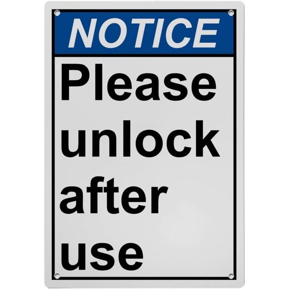 Industrial Caution Sign Information Sign (Please unlock after use) 8 in" x 12 in" UV Resistant Indoor Outdoor Workplace Industrial Caution Warning Sign