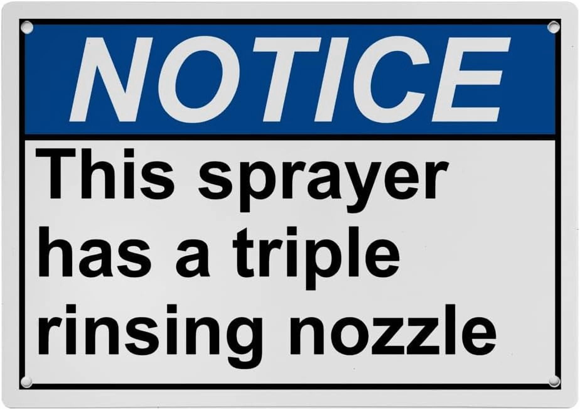 Glass Rinsing Sign Industrial Caution Sign Information Sign (This sprayer has a triple ...