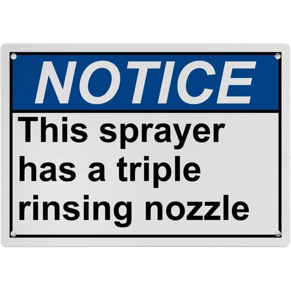 Boot Sprayer Sign Industrial Caution Sign Information Sign (This sprayer has a triple ...