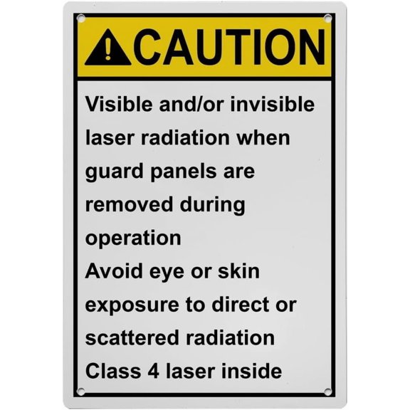 Industrial Caution Sign Laser Sign 8 in" x 12 in" UV Resistant Indoor Outdoor Workplace Industrial Caution Warning Sign #260