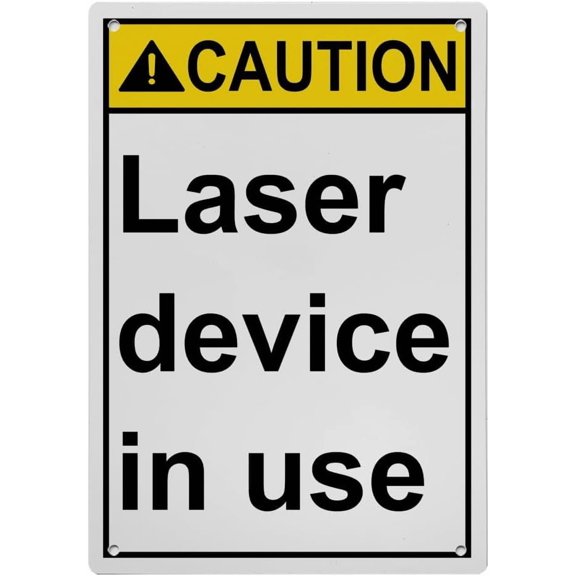 Industrial Caution Sign Laser Sign (Laser device in use) 8 in" x 12 in" UV Resistant Indoor Outdoor Workplace Industrial Caution Warning Sign