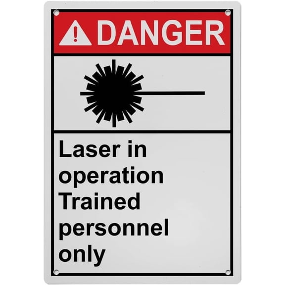 Industrial Caution Sign Laser Sign (Laser in operation Trained personnel only) 8 in" x 12 in" UV Resistant Indoor Outdoor Workplace Industrial Caution Warning Sign