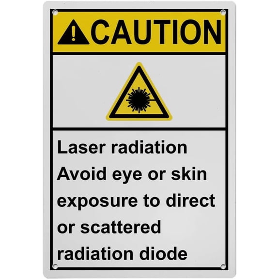 Industrial Caution Sign Laser Sign (Laser radiation Avoid eye or skin exposure to direct or scattered radiation diode) 8 in" x 12 in" UV Resistant Indoor Outdoor Workplace Caution Warning Sign