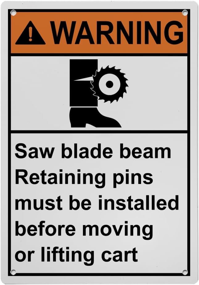 Industrial Caution Sign Machine Safety Sign (Saw blade beam Retaining ...